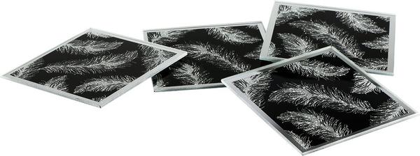 Dekonaz Kristall Wasserglasbasis mit Feder Muster | Schwarz