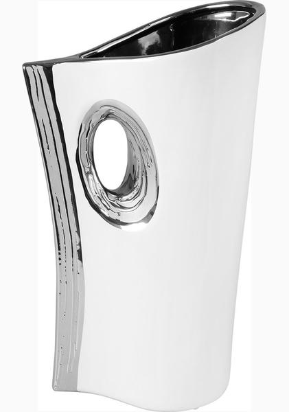 Almina Seramik Dekoratif Vazo | 30 cm | Beyaz | Al-9263