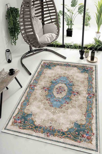 Birkilim Yıkanabilir Dekoratif Halı İpeksi Kaymaz Taban | MLN-IP-HK-068