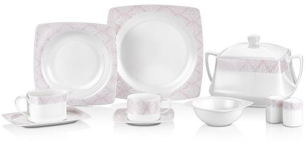 Taç Elegance Pink 85 Parça Bone Yemek Takımı | 12 Kişilik | TAC-2058