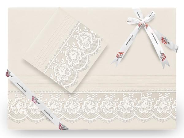 Ensemble de housse de couette lacée Lalezar Lux French Crème