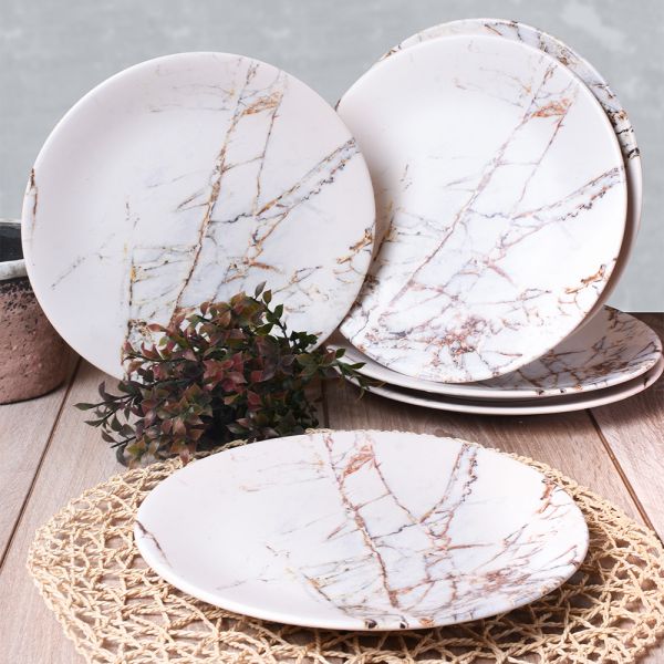 Brown Marble Serving Plate 25 Cm 6 Pieces - 17802 | Keramika