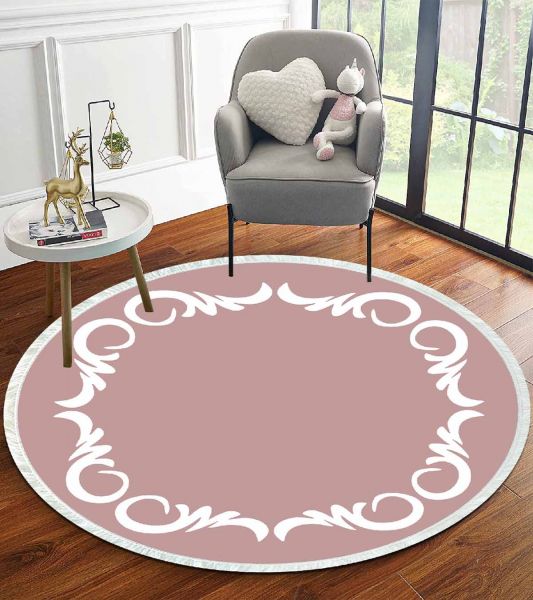 Birkilim Yuvarlak Yıkanabilir Dekoratif Halı İpeksi Kaymaz Taban | MLN-IP-YU-HT-872