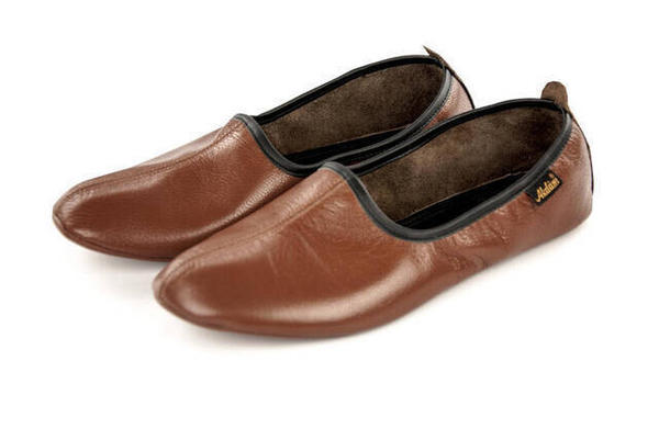 "" 100% Leather Hajj Umrah Tawaf and House Shoes Brown