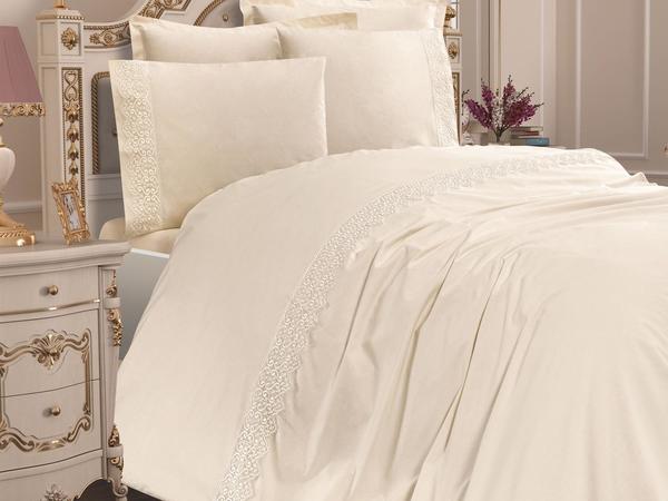 Französische Spitze Serra Mitgift Bettbezug Set Creme