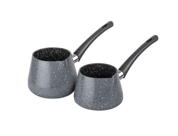 Tantitoni | Elsa Gri Granit Kaplamalı 2'li Cezve Seti