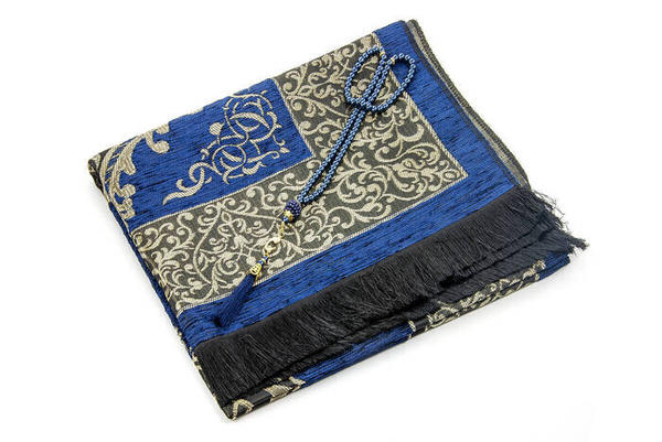 مسبحة صلاة الشنيل العثمانية الفاخرة هدية مسبحة للصلاة باللون الأزرق الداكن