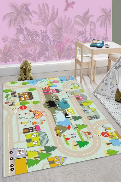 Birkilim Yıkanabilir İpeksi Kaymaz Taban Çocuk Odası Halısı | MLN-IP-HY-1184