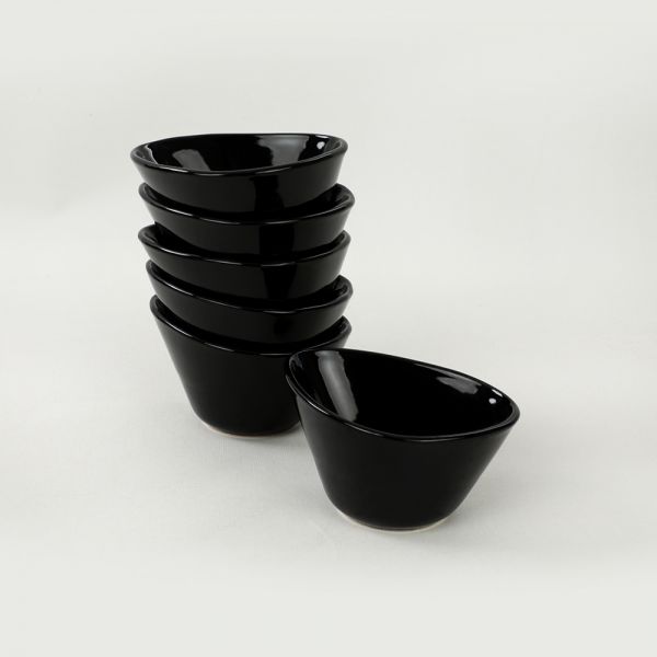 Siyah Miska Çerezlik 12 Cm 6 Adet | Keramika