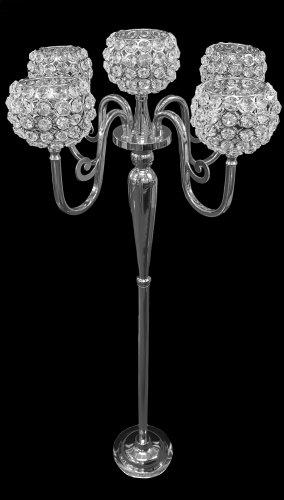 Dematex El Yapımı Kristal Mumluk 130 cm Gümüş