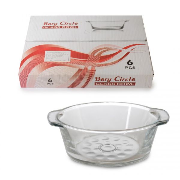 وعاء زجاجي بمقبض دائري 6 مقابض 10 سم | IPEK-11091