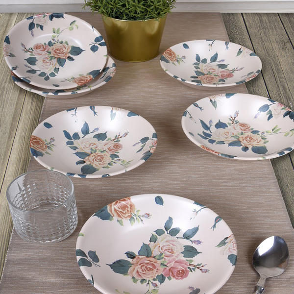 طبق عشاء روز 18 سم 6 قطع - 18219 | كيراميكا