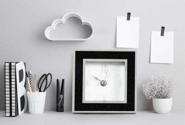 Dekonaz Modern Küçük Kristal Tozlu Saat | Siyah | 14cm