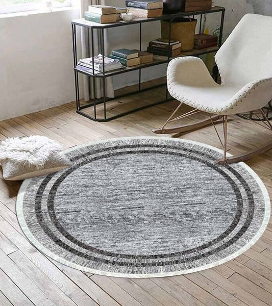 Birkilim Yuvarlak Yıkanabilir Dekoratif Halı İpeksi Kaymaz Taban | MLN-IP-YU-HY-1309