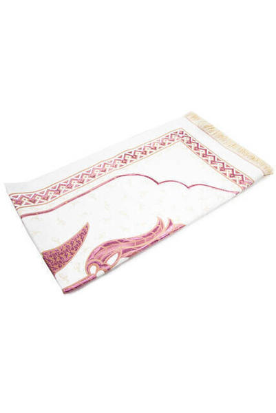 سجادة صلاة توليب شينيل فاخرة - لون أحمر