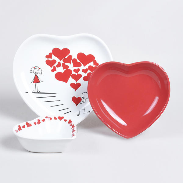 Ensemble de dîner rouge Sweet Love 18 pièces pour 6 personnes | Keramika