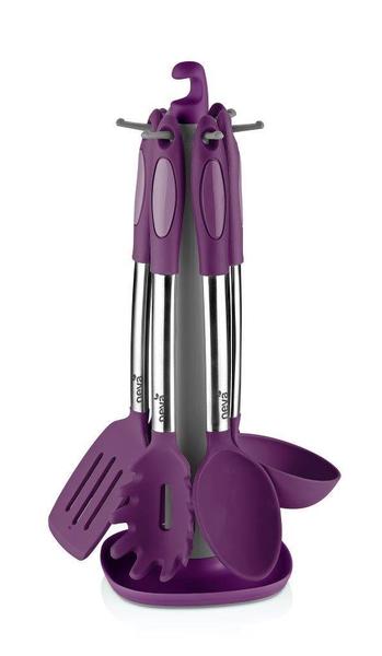 Neva Sweet 7 Parça Mutfak Servis Aletleri Seti Paslanmaz Çelik | Mor | N2359