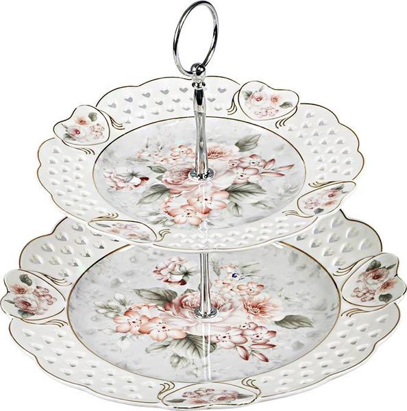 Almina Etajer 2 Katlı Servis Tabağı Krem | AL-2034