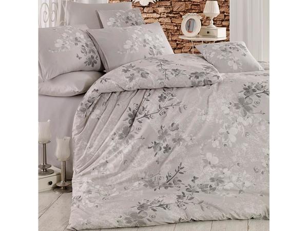 Ensemble housse de couette double 100% coton Elena Gris | Meilleure classe