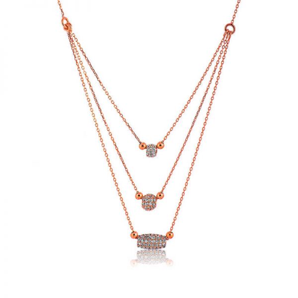 Gümüş Üç Zincirli Bayan Kolye