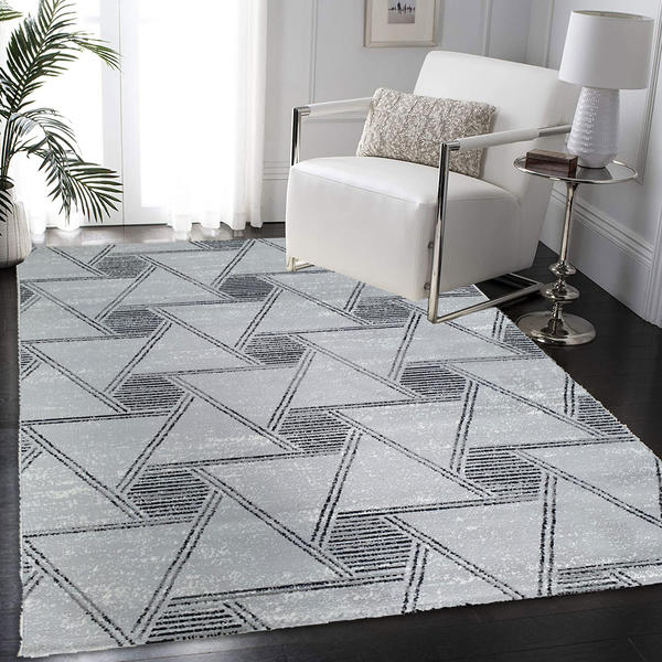 Siela | Senyo Collection | Üçgen Desenli Halı | Gri | 2202-Gray