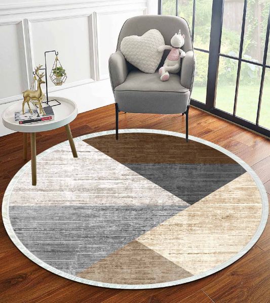 Birkilim Yuvarlak Yıkanabilir Dekoratif Halı İpeksi Kaymaz Taban | MLN-IP-YU-HT-925