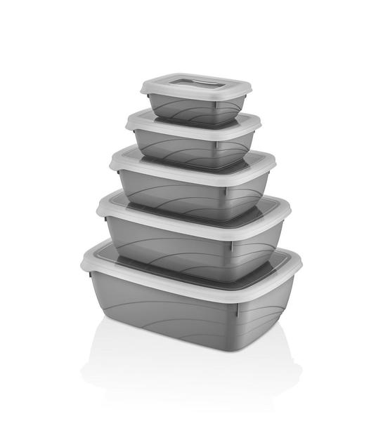 Vip Ahmet Vakuum-Lagerbehälter 5 Stück Grau 300 ml + 600 ml + 1200 ml + 1900 ml + 3200 ml | VIPAHMET-VP-070