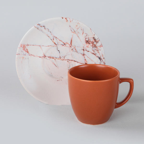 Service à café en marbre brun 12 pièces pour 6 personnes-17802 | Keramika