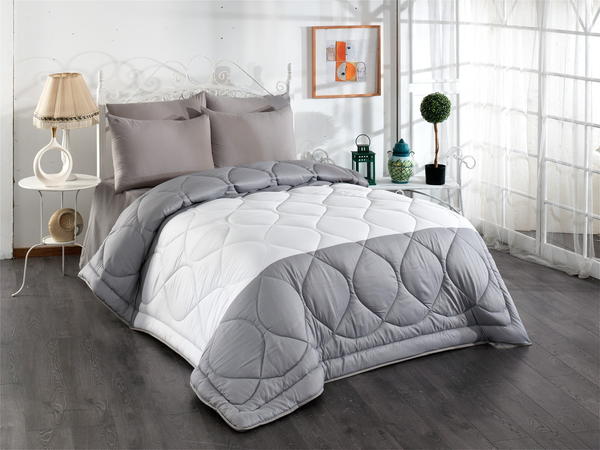 Bayev 4 Yastık Kılıflı Düz Renk Pamuklu Uyku Seti - Gri Beyaz