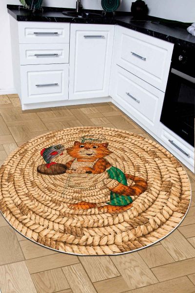 Birkilim Yuvarlak Yıkanabilir Dekoratif Halı İpeksi Kaymaz Taban | MLN-IP-SD-333