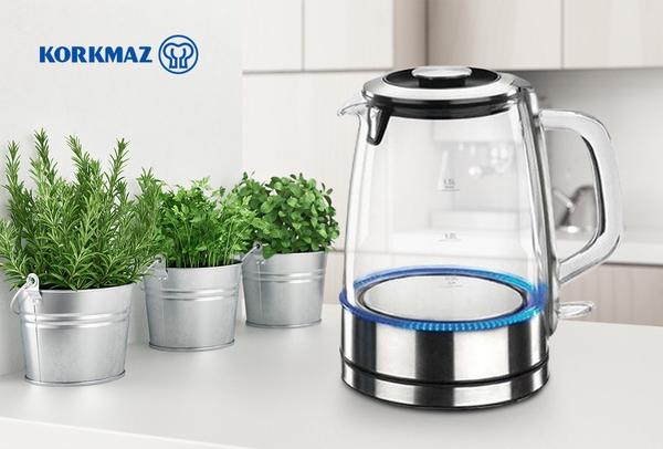 Korkmaz Vertina Elektrikli Su Isıtıcı Kettle 1.5 lt 2200W | Cam | A400