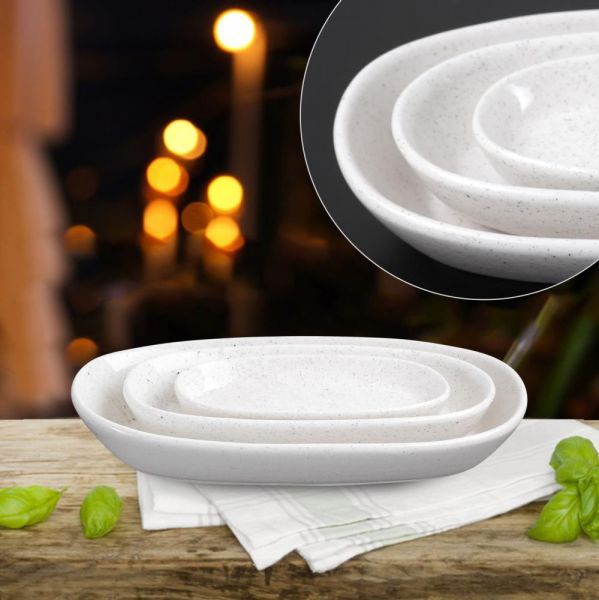 Fatih 3-Piece Ceramic Boat Plate