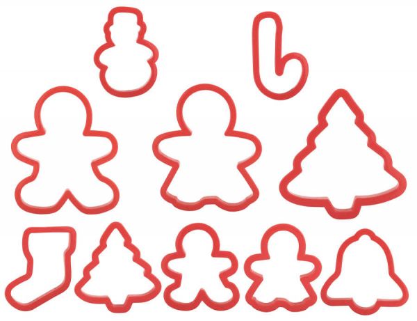 Tantitoni | Plastik Kırmızı 10 Parça Yılbaşı Kurabiye Kalıbı