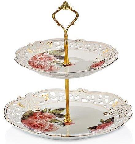 Neva Dantel's Exklusiv 2 Katlı Servis Tabağı Kylie Porselen | N548