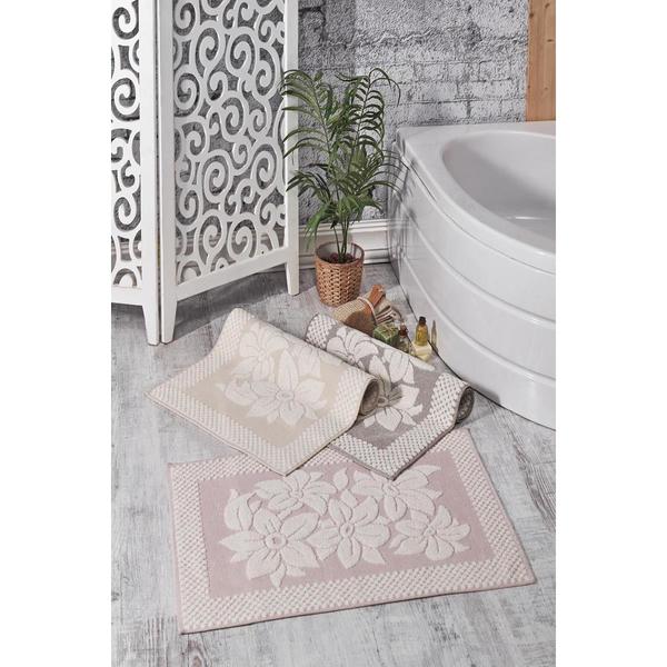 Forev 3 Piece Foot Towel Brown Pink Beige