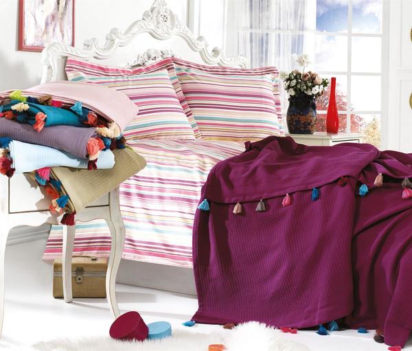 Colorful Lüx Çift Kişilik Pike Takımı 4 Parça Petrol