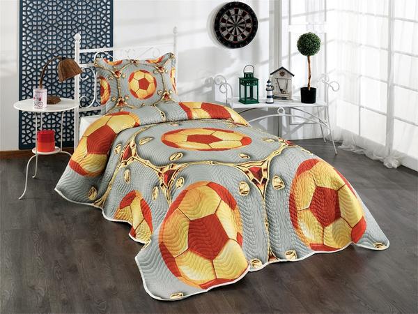 Belenay Baskılı Tek Kişilik Kapitone Yatak Örtüsü - Soccer Gs