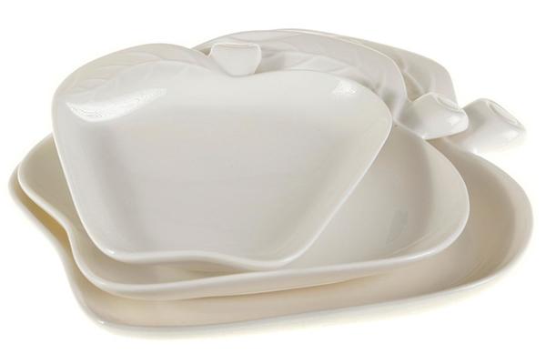 Duygu 3 Parça Servis Kase Seti Elma Form | Beyaz | DG-6011