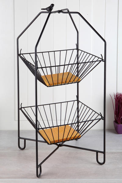 Ahşap Tabanlı Vintage Lüx 2 Katlı Büyük Stand - Sebzelik