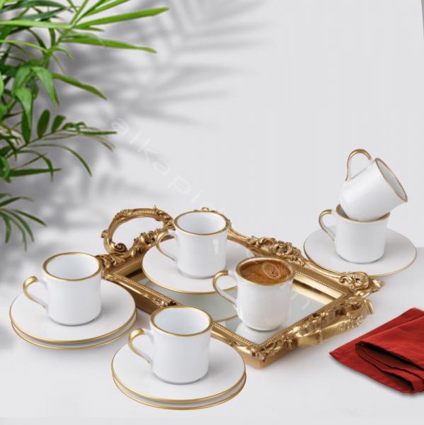 Fatih Kaffeetasse aus Keramik, 6 Stück, Weiß