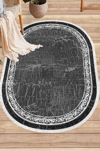 Birkilim Oval Yıkanabilir İpeksi Kaymaz Taban Dekoratif Halı | MLN-IP-O-HY-939