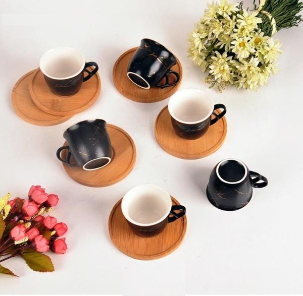 Bayev Damar Desen 6 Kişilik Fincan Takımı Ve Ahşap Altlığı 101144-12-