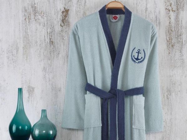 Cottonbox Fine Single Bathrobe أزرق كحلي
