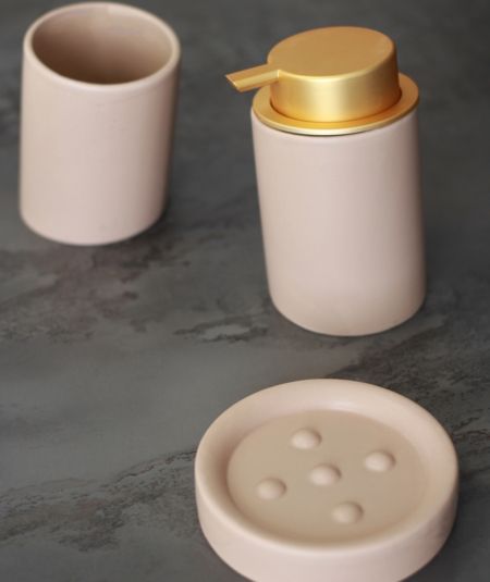 Acar | Fresh Seramik Mat Üçlü Banyo Set | Pembe