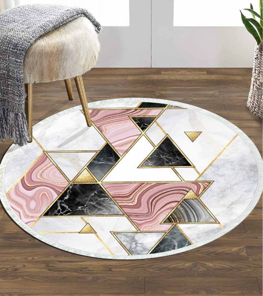 Birkilim Yuvarlak Yıkanabilir Dekoratif Halı İpeksi Kaymaz Taban | MLN-IP-YU-HY-1168