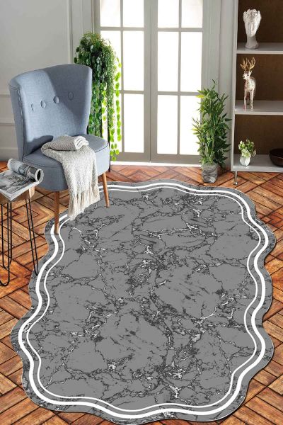 Birkilim Lazer Kesim Yıkanabilir İpeksi Kaymaz Taban Dekoratif Halı | MLN-IP-SD-395