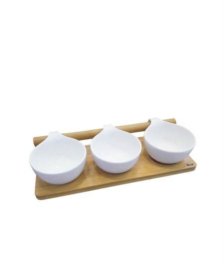 Porselen Bambu Standli 3 Lü Kase 26.6X11X4.5 Cm