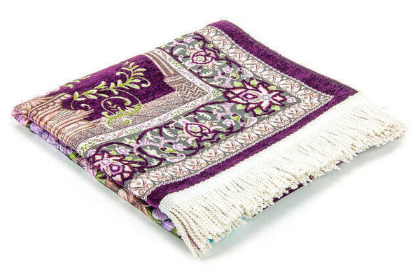 Meto Luxury Fringed Chenille Prayer Rug - Purple Color
