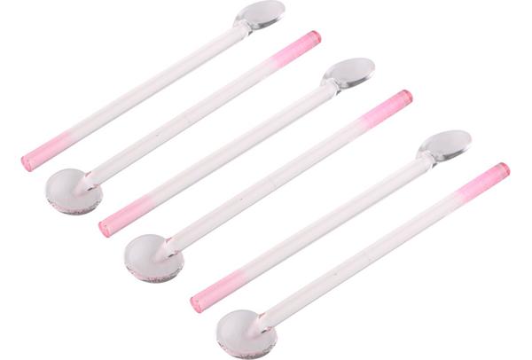Dekonaz Cam Kaşık Seti | 6‘li | Pembe | Krs-0003