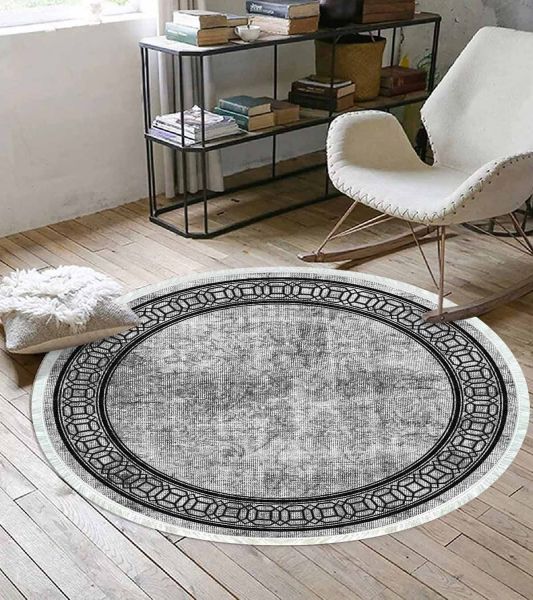 Birkilim Yuvarlak Yıkanabilir Dekoratif Halı İpeksi Kaymaz Taban | MLN-IP-YU-HT-241